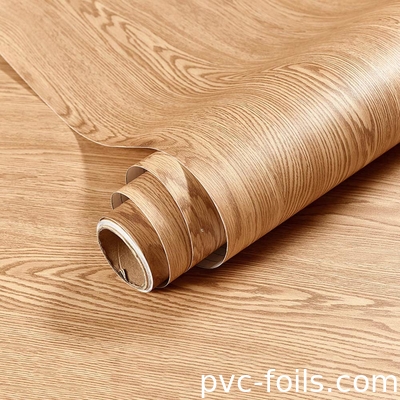 중국 공장 도매 천연 나무 패턴 비닐 가구 장식용 자착 PVC 필름