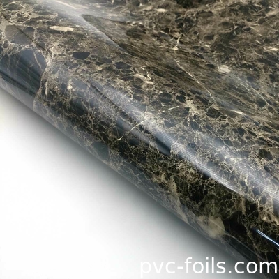 고 광택 대리석 효과 PVC 막 엽지