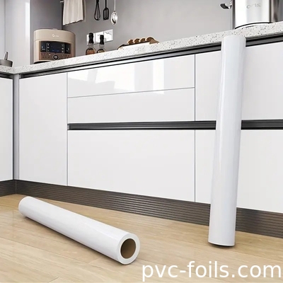 단색 화이트 반짝이는 자착성 PVC 벽지 - 쉽게 껍질 & 부엌에 붙어